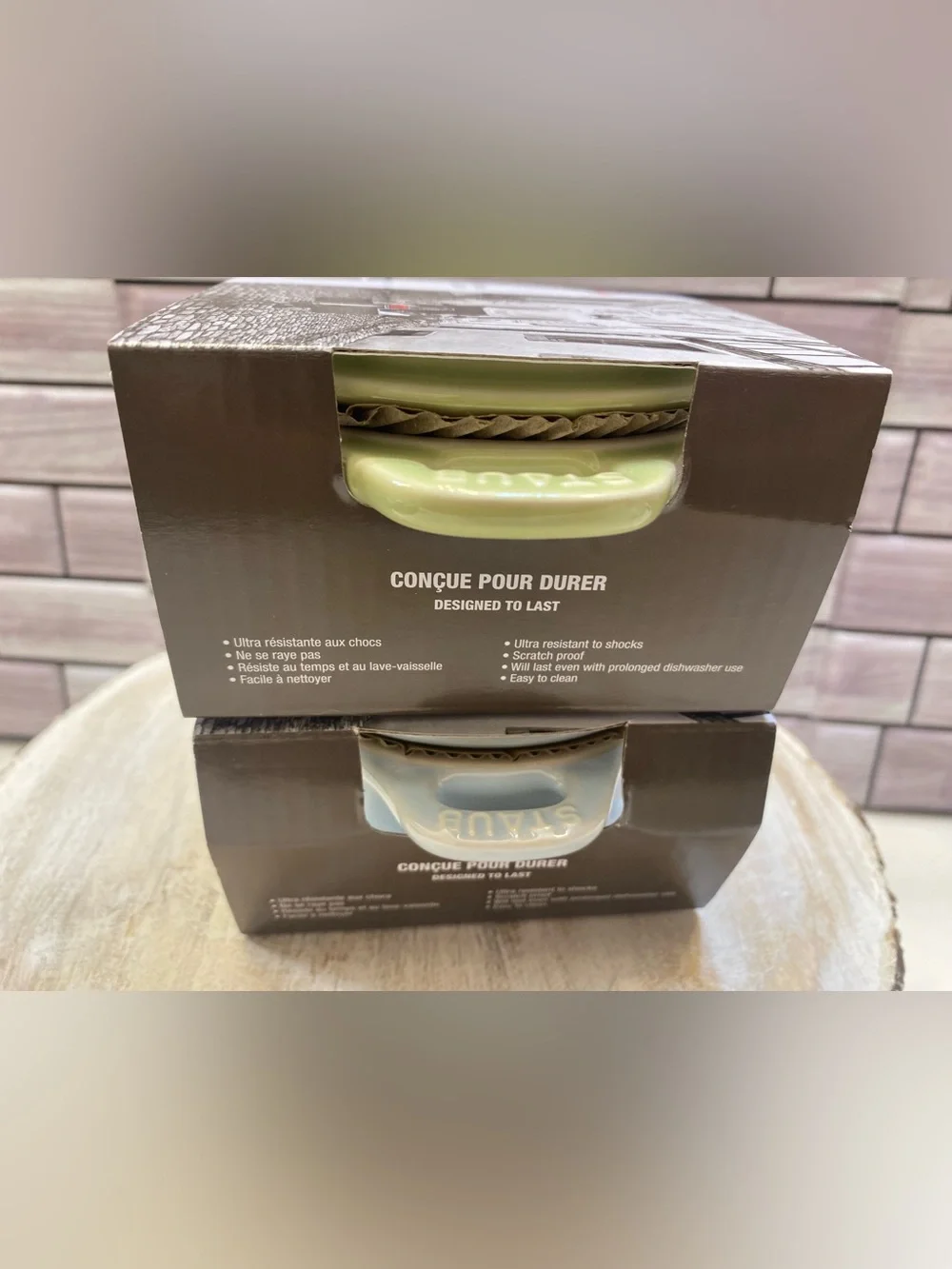 STAUB ❤️Ceramics Mini Round Cocotte 10cm Macaron Light Blue& Green NIB
